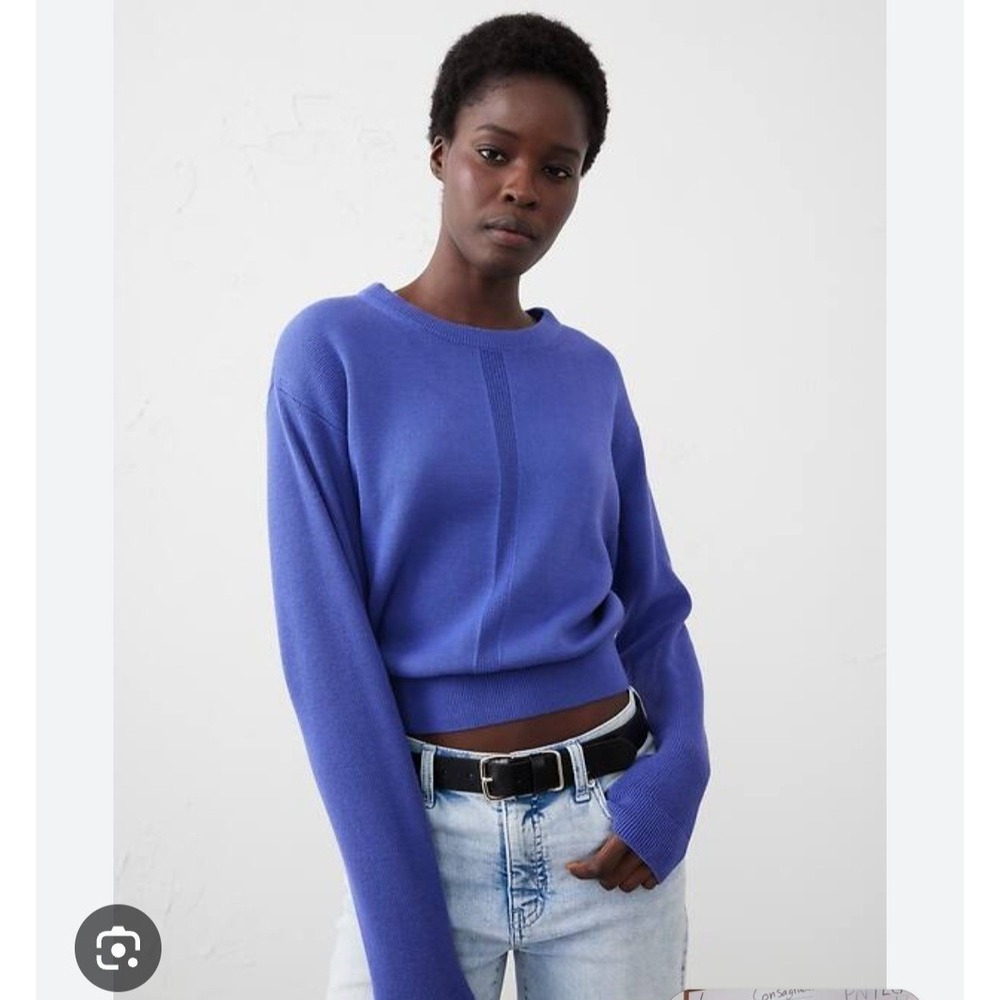 Banana Republic Factory Blue Ribbed Pullover Cotton Blend Quiet Luxury Sweater L